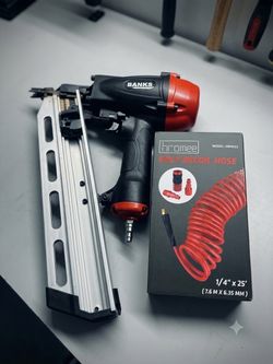 Banks Framing Nailer & Hromee 25' Poly Recoil Hose Combo