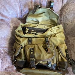 Best OfferWaxed Canvas Leather Backpack Travel Rucksack Camping Hiking School Book Bag