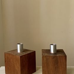 Midcentury Mcm Vintage Candleholder Candelabra Scandinavian Modernist Minimalist Wood Teak