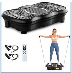 Vibration Plate Exercise Machine, Curved Vibrating Plate for Lymphatic Drainage Weight Loss, 460 Lbs Capacity Stand Shake Board Sport with Resistance 