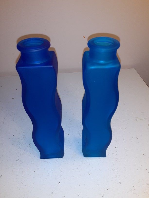Pair Of Blue Bottle Vases