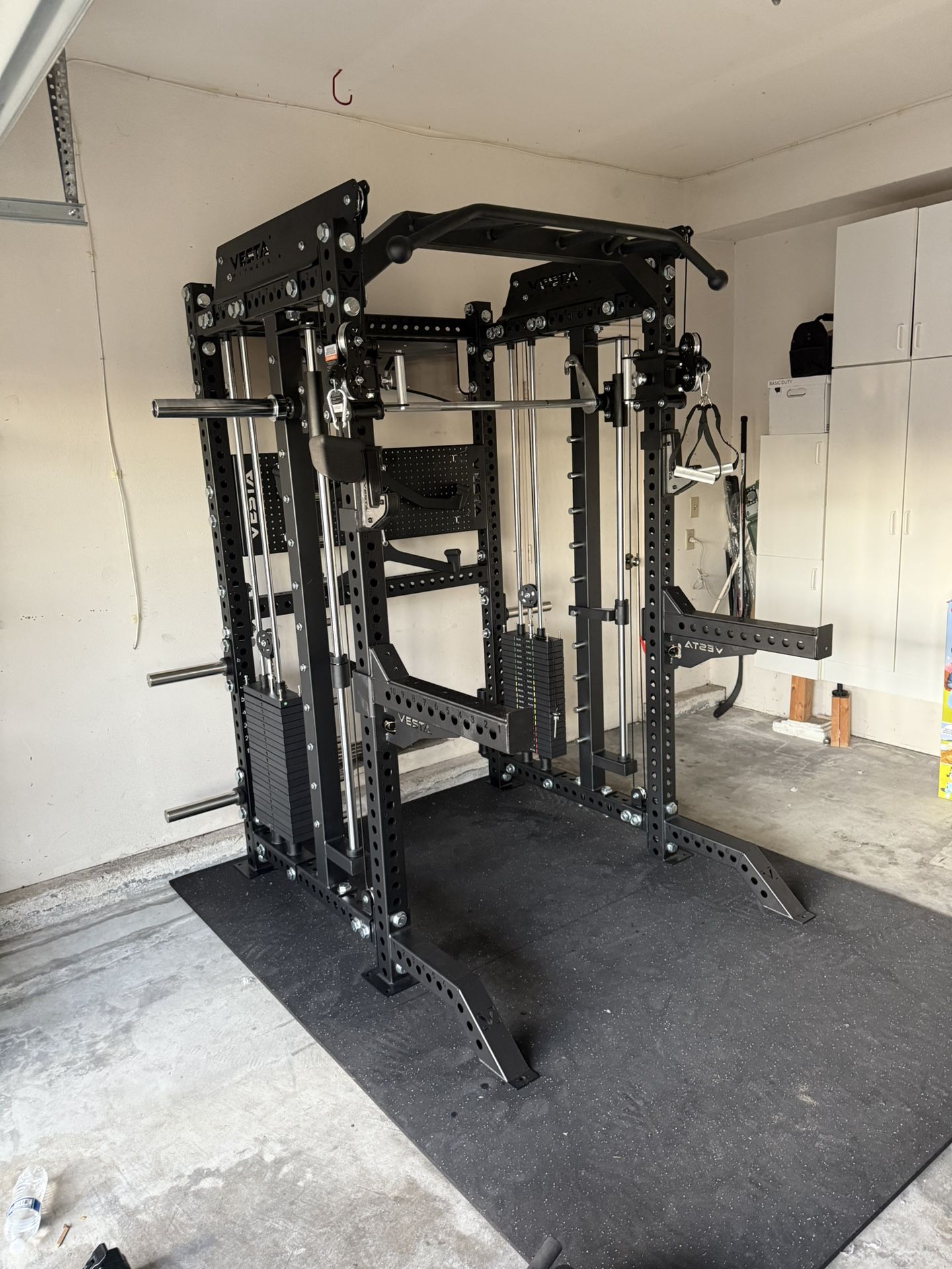 PRO SERIES Ultimate 3-1 Half Rack Functional Trainer w/Smith Machine Bar | 400lb Stack | Gym Equipment | Fitness | Commercial | Squat Rack 
