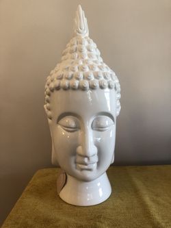 White Ceramic Buddha Head $30