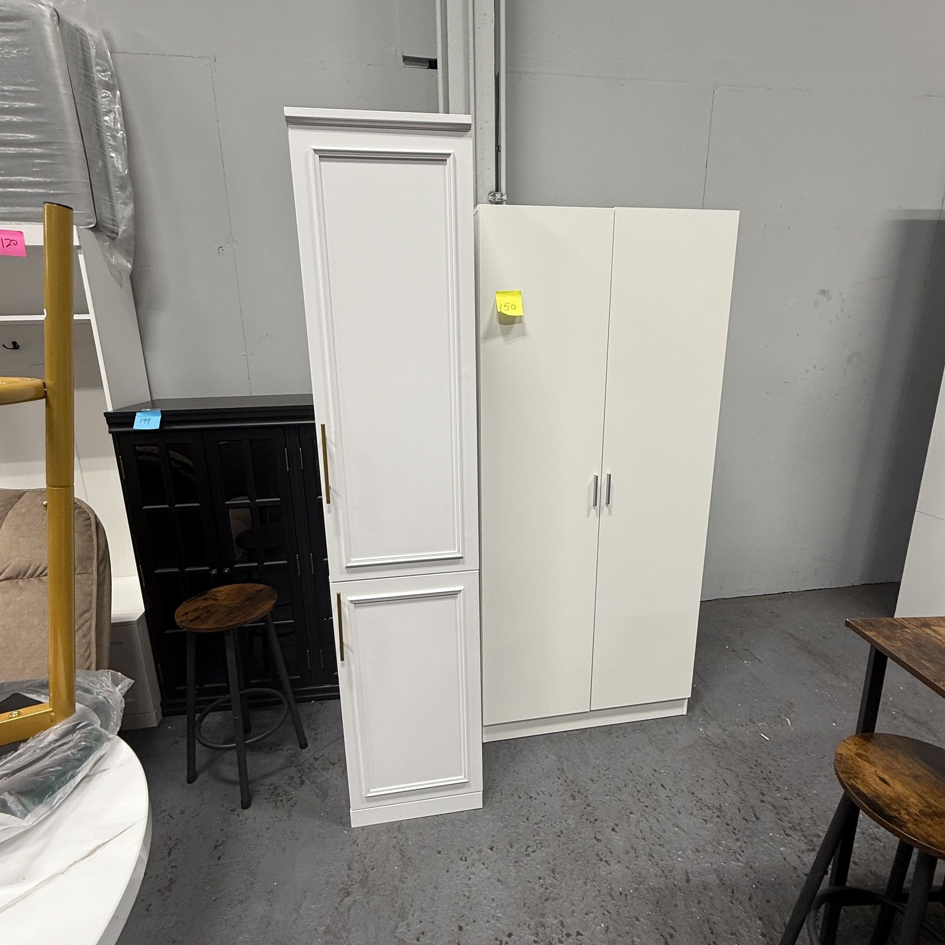 Armoires with Doors Hanging Rod and Shelves, P2 Level PB, White, 75 lbs, 020367-01