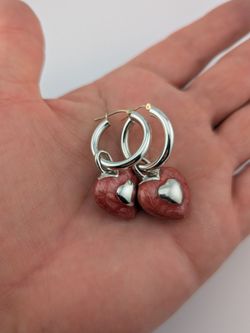 ✨ Sterling Silver Heart Hoop Earrings ✨