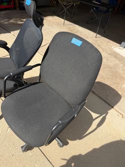 Black Fabric Office Chair on Wheels