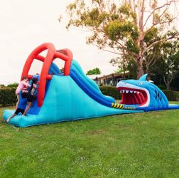 Happy Hop Shark Attack Double Slide Inflatable Water Slide *USED IN PRISTINE CONDITION*