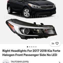 Right Headlights For 2017 2018 Kia Forte Halogen Front Passenger Side No LED