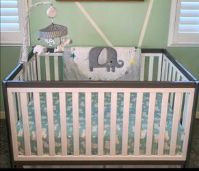 Grey & White Crib with mattress