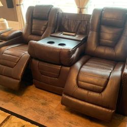 Brown Power Reclining Sofa 