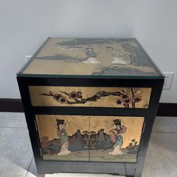 Hand-painted Asian-style lacquer cabinet