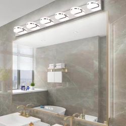 45.28 in. 6-Light Chrome LED Vanity Light with 360° Up and Down Dimmable 5500K Light.   JUSHENG Model # 5892-6  L-4835