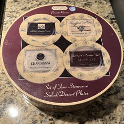 Wine Themed Set of 4 Salad/ Dessert Plates