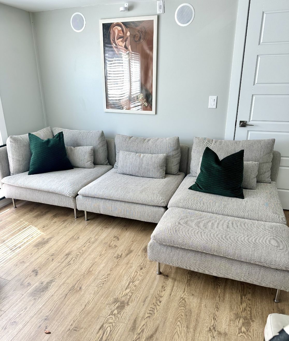 Couch Sectional, 4-seat, with chaise/Viarp beige/brown