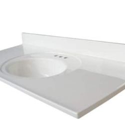 True 51 in. W Solid Surface Vessel Vanity Top in Matt White with Matt White Basin True 51 in. W Solid Surface Vessel Vanity Top in Matt White with Matt White Basin