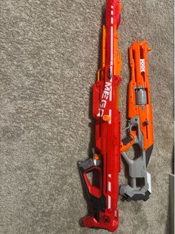 Red mega sniper and nerf n strike elite sniper