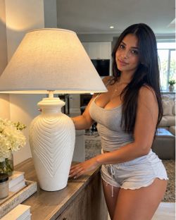30” Off-White Table Lamp with Ivory Shade