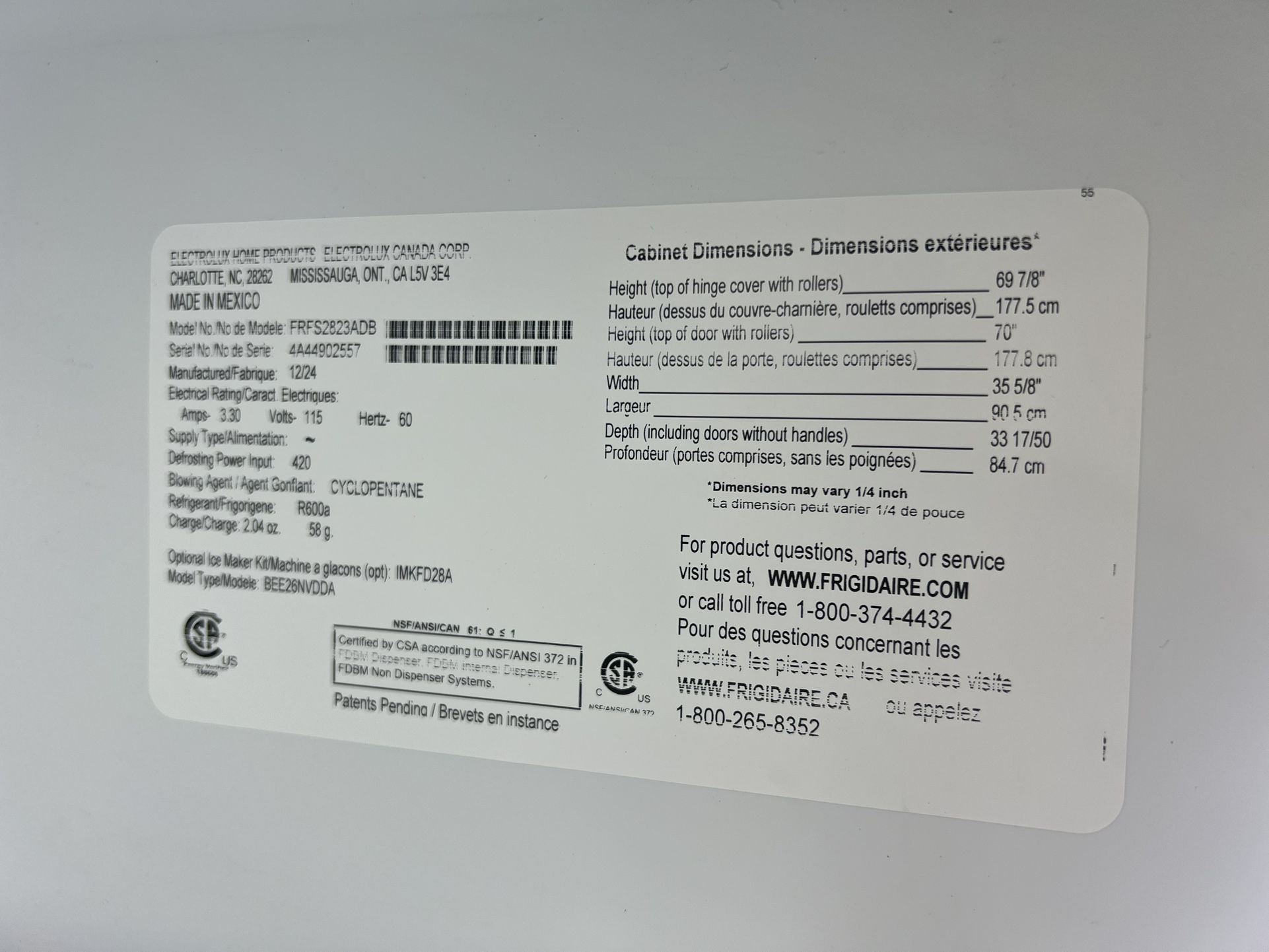 Frigidaire French Door Refrigerator