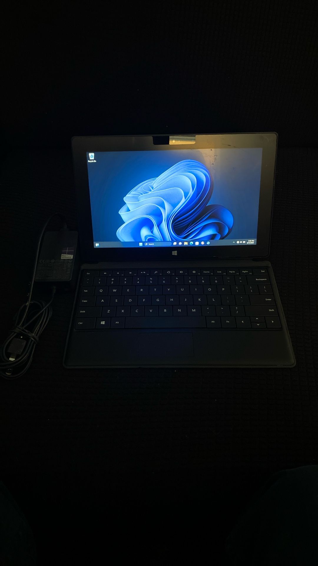 Surface Pro with keyboard and power supply