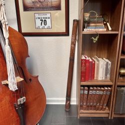 Vintage Wooden Didgeridoo with Hand-Carved Tribal Design - 47” L