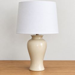 Cream Lamp With White Shade PLEASE READ DESCRIPTION