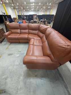 Spacious Brown Upholstered Sectional Sofa