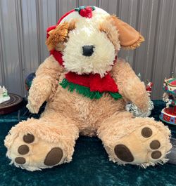 JCPenney Holiday Collection Golden Bear Co. Plush Christmas Dog.
