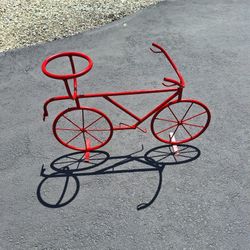 Metal Bicycle Bike Plant Stand - Red