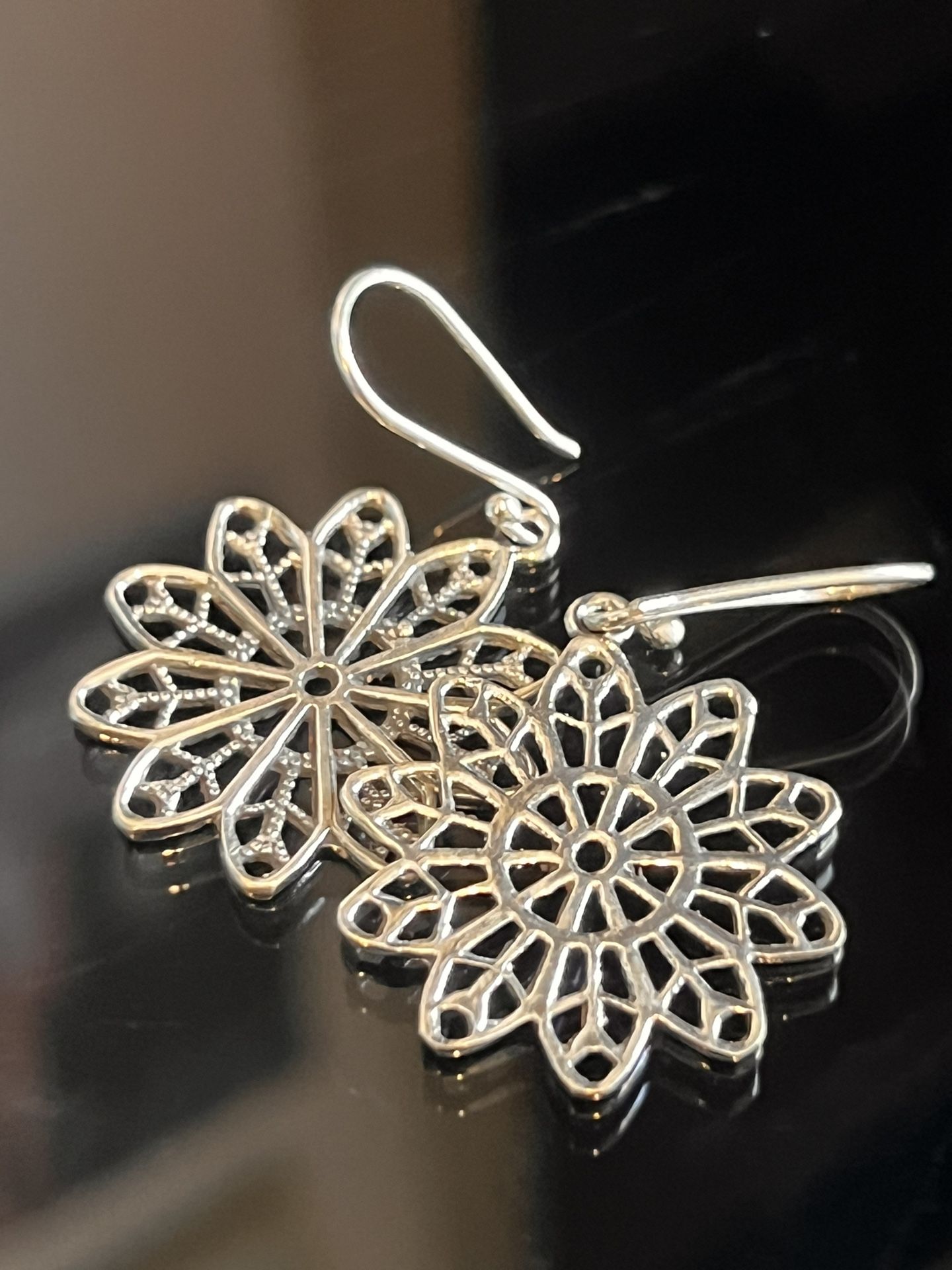 Silver Earrings Radiant Flower
