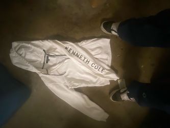 Kenneth Cole White Full Zip Drawstring Hooded Jacket