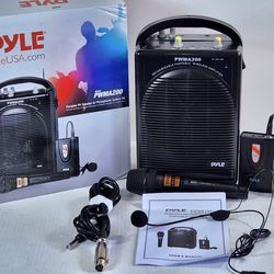Pyle Portable PA Speaker & Microphone System - FM Stereo Radio, Built-in Rechargeable #578