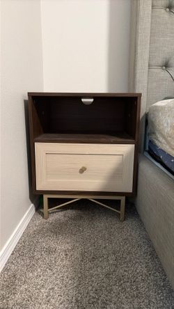 Modern Two-Tone 2 Drawer side tables (Gold Accents) SET OF 2