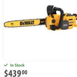 NEW DEWALT FLEXVOLT 18” CHAINSAW TOOL ONLY