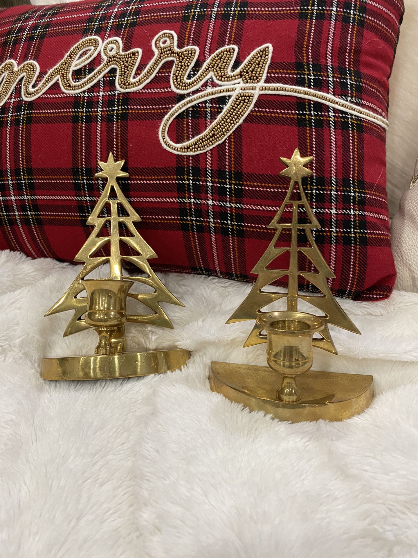 Brass Christmas Tree Candle Holders