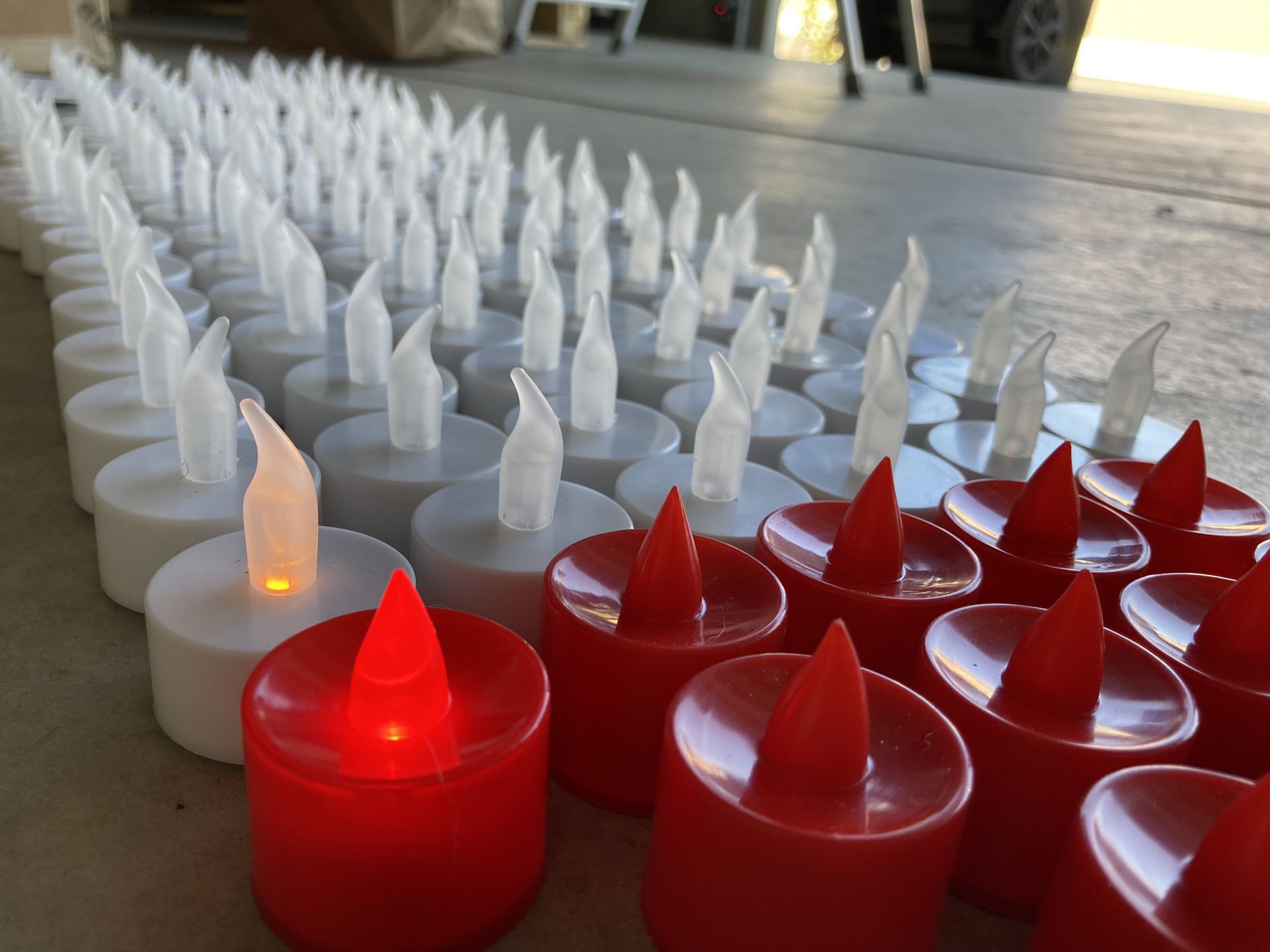 Flameless LED Battery Operated Tealight Candles (108 White, 12 Red)