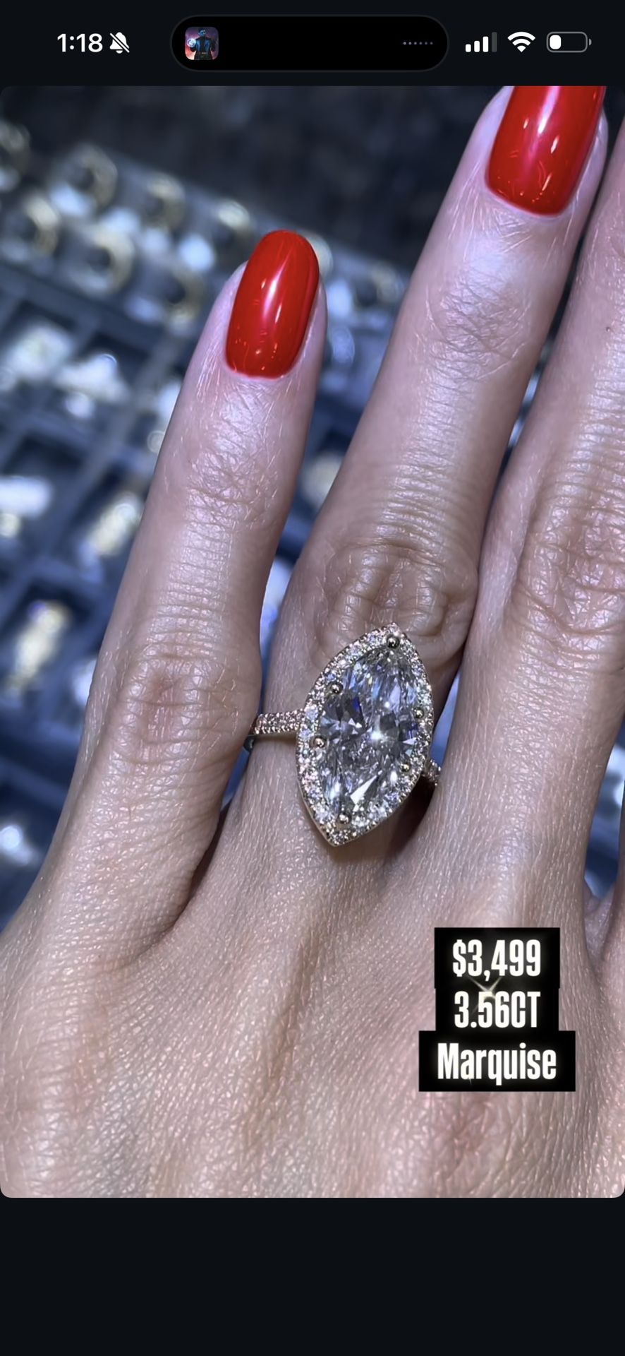 3.56CT Marquis  Engagement Lab Grown Ring  