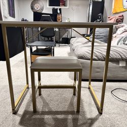 43” White and gold desk
