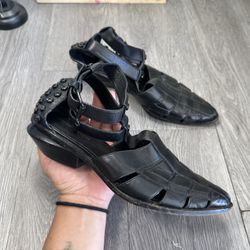 Alexander Wang Studded Black Leather Booties Shoes 37
