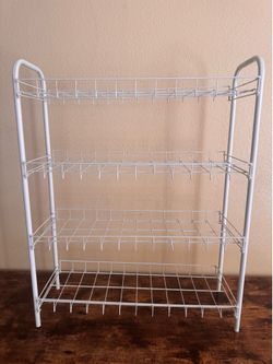 White 4-Tier Wire Shoe Rack