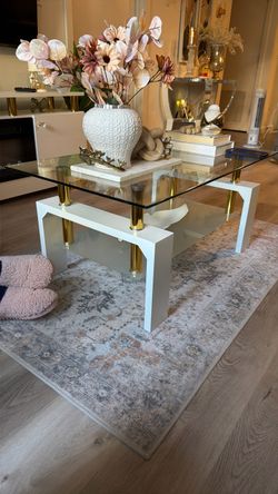 Glass Top Coffee Table with Gold Legs