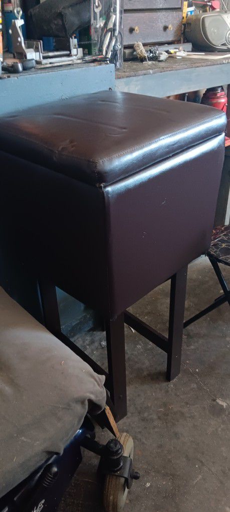 Brown Ottoman (Opens For Storage)