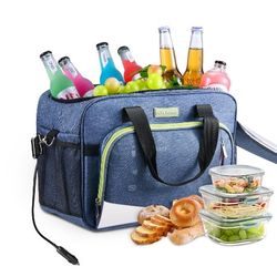 Electric Portable Cooler Plug in 12V Car Cooler Bag, Warmer Bag for Vehicle, DC Power Cord,25L Insulated Lunch Bag for Family Outings, Grocery,Camping