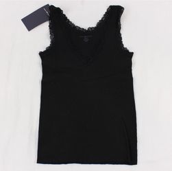 Brandy Melville Black Lace Trim Ribbed Tank Top XS/S