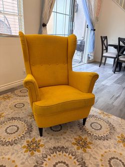 Yellow Wingback Accent Chair IKEA STRANDMON