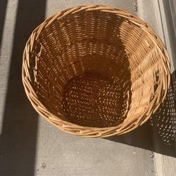 Rattan Wicker Cane Laundry Basket Vintage Neutral Blonde