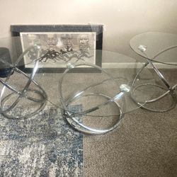 Set Of 3 Glass Lliving Room Tables