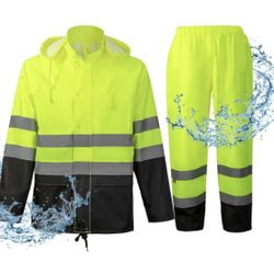 Transportation Safety Apparel Hi-Viz XL Reflective Jacket and Pants Set EUC