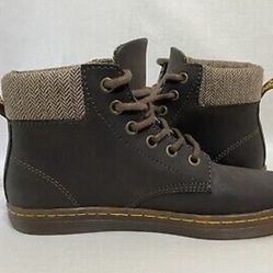 Dr Martens Maelly Brown Leather Ankle Boots Padded Collar Doc Men 10