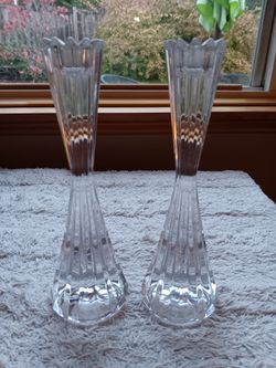 New Pair of Bleikristall Candleholders 24% Lead Crystal