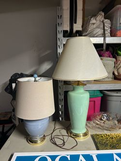 Ceramic Table Lamps with Brass Base Set of 2 each $20 or both 30